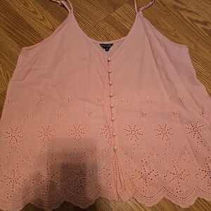 Amaryllis Blush Embroidered Button-Down Tank